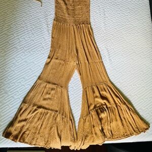 Storia Smocked Printed Bell Bottom Jumpsuit